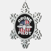 Drohnenpilot Multirotor-Quadcopter-US-Flagge Schneeflocken Zinn-Ornament (Rechts)
