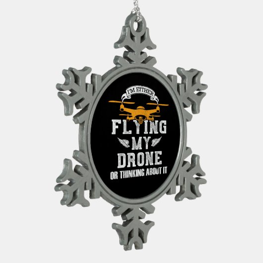 Drohnenpiloten-Multirotor-Quadcopter Schneeflocken Zinn-Ornament (Links)