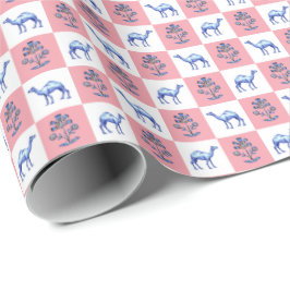 Dromedare und Blockdruck-Lotusblume Geschenkpapier