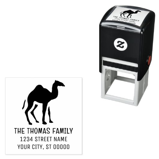 Dromedary Camel Silhouette Name Adresse Permastempel (Beispiel)