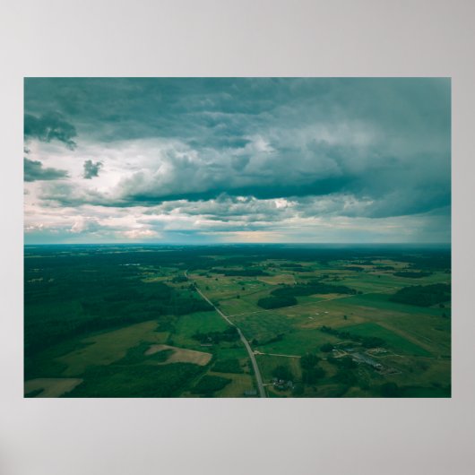 Drone-Bild. Luftbild ländlicher Raum mit Häusern Poster (Vorne)