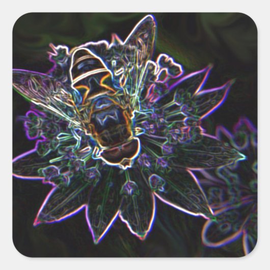 Drone Blume Glow Quadratischer Aufkleber (Vorderseite)