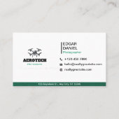 Drone Business Cards Elegant Green Visitenkarte (Rückseite)