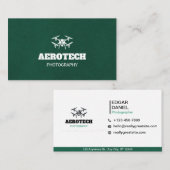 Drone Business Cards Elegant Green Visitenkarte (Vorne/Hinten)
