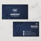 Drone Business Cards Elegantes Blau Visitenkarte (Vorne/Hinten)