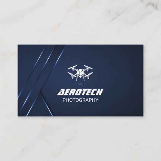 Drone Business Cards Elegantes Blau Visitenkarte (Vorderseite)