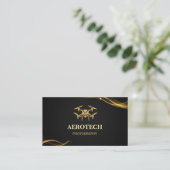 Drone Business Cards Elegantes Creative Black Gold Visitenkarte (Stehend Vorderseite)