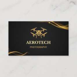 Drone Business Cards Elegantes Creative Black Gold Visitenkarte