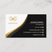 Drone Business Cards Elegantes Schwarzes Gold Visitenkarte (Rückseite)