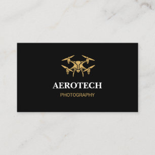 Drone Business Cards Elegantes Schwarzes Gold Visitenkarte