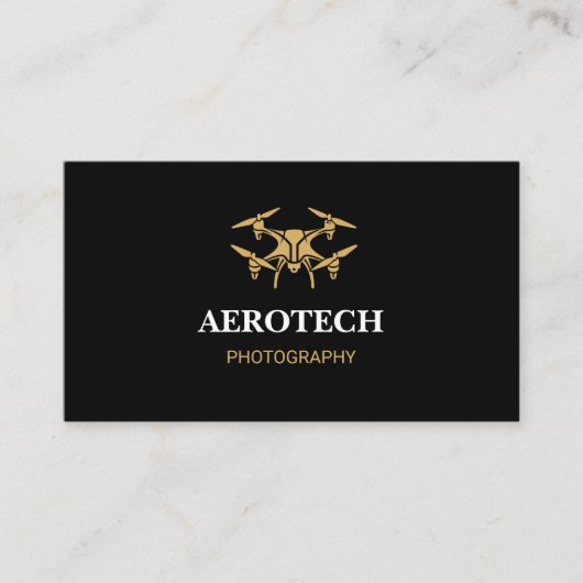 Drone Business Cards Elegantes Schwarzes Gold Visitenkarte (Vorderseite)