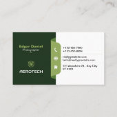 Drone Business Cards grün, modern Visitenkarte (Rückseite)