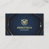 Drone Business Cards Navy Gold Moderne Visitenkarte (Vorderseite)