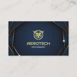 Drone Business Cards Navy Gold Moderne Visitenkarte
