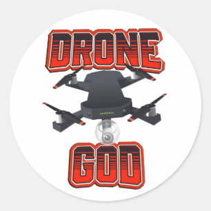 Drone-Gott-Logo Runder Aufkleber
