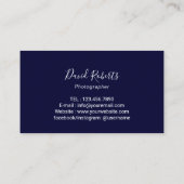 Drone Luftfotografie Navy Blue Fotograf Visitenkarte (Rückseite)