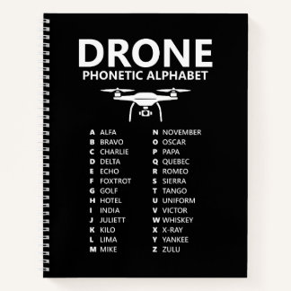 Drone Phonetic Alphabet – Black Graph Notebook Notizblock