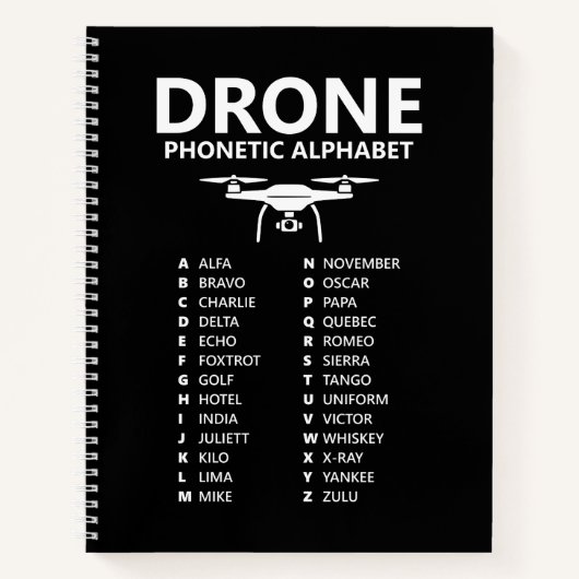 Drone Phonetic Alphabet – Black Graph Notebook Notizblock (Vorderseite)