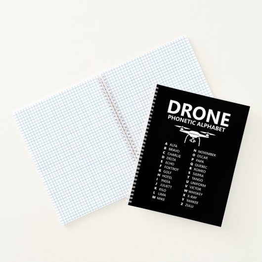 Drone Phonetic Alphabet – Black Graph Notebook Notizblock (Innenseite)