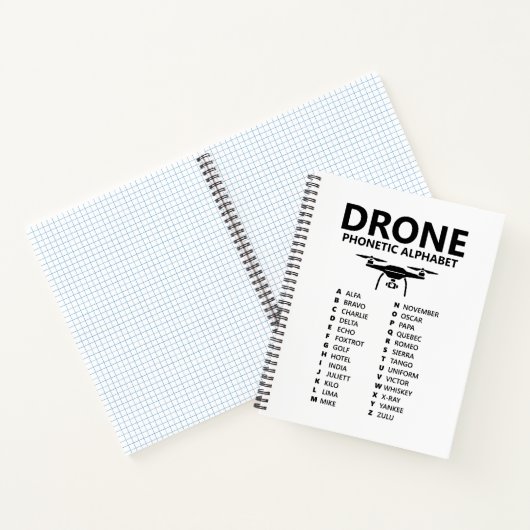 Drone Phonetic Alphabet – White Graph Notebook Notizblock (Innenseite)