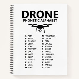 Drone Phonetic Alphabet – White Graph Notebook Notizblock