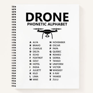Drone Phonetic Alphabet – White Graph Notebook Notizblock