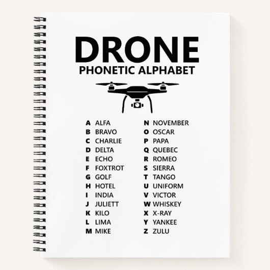 Drone Phonetic Alphabet – White Graph Notebook Notizblock (Vorderseite)