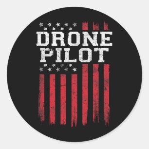 Drone Pilot American Flag USA Patriot Patriotic Us Runder Aufkleber