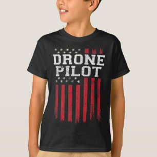 Drone Pilot American Flag USA Patriot Patriotic Us T-Shirt