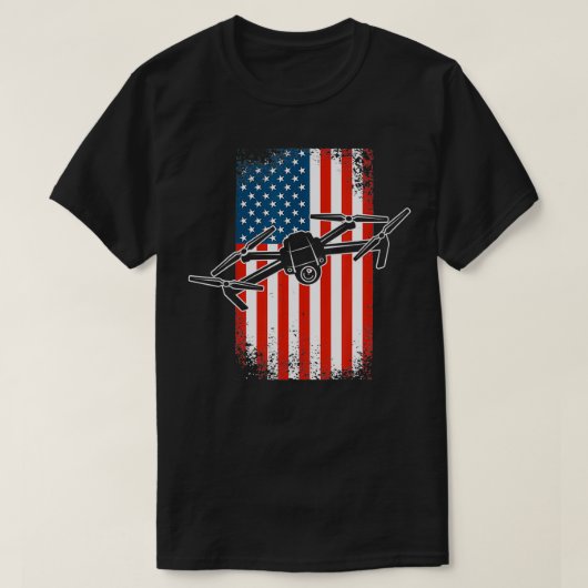 Drone Pilot Quadcopter UAV 4. Juli American Fl T-Shirt (Design vorne)