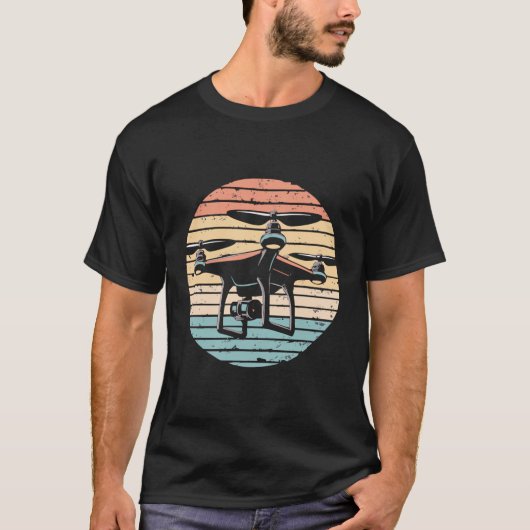 Drone-Quadcopter-Drohne-Pilot Drone-Retro T-Shirt (Vorderseite)