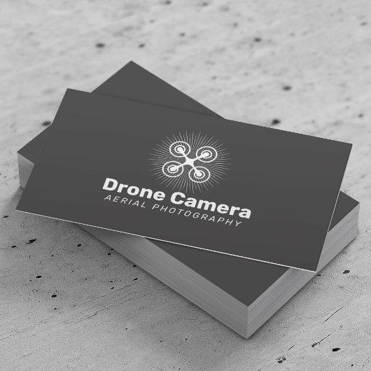 Drone Service Aerial Fotografie Elegant Dunkelgrau Visitenkarte