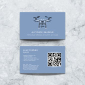 Drone UAV Pilot Fotografie QR Code Modern Blue Visitenkarte