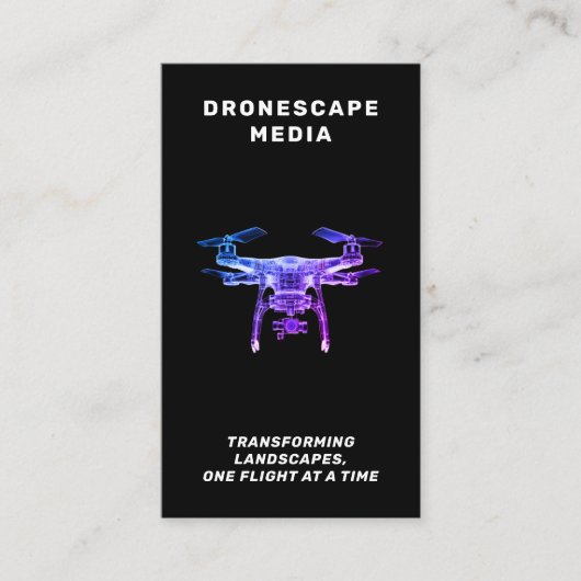 Drone UAV Pilot Fotografie QR Code Modernes Schwar Visitenkarte (Vorderseite)