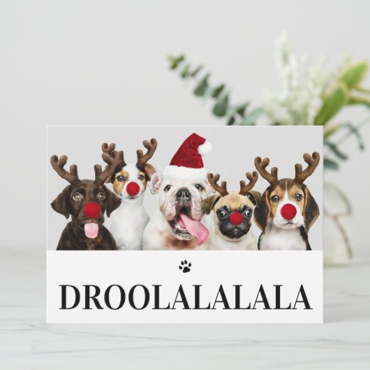Droolalala Hund Weihnachten 5 Foto-Karte Einladung (Stehend Vorderseite)