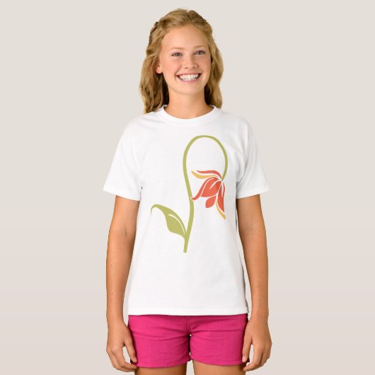 Drooping Blume Girls T - Shirt (Vorne ganz)