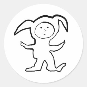 Droopy Ear Bunny Jammie Kid Runder Aufkleber