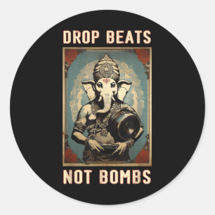 Drop Beats Not Bombs Anti-Krieg Ganesha Ganapati Runder Aufkleber