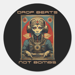 Drop Beats Not Bombs Anti-Kriegs-Alien Annunaki Runder Aufkleber