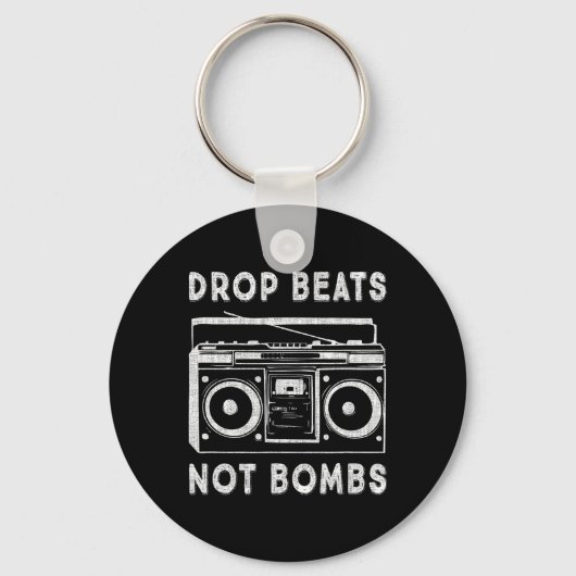 Drop Beats Not Bombs Anti-War Boombox Music Peace Schlüsselanhänger (Vorderseite)