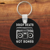 Drop Beats Not Bombs Anti-War Boombox Music Peace Schlüsselanhänger (Vorderseite)