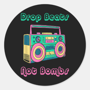 Drop Beats statt Bomben Anti-Kriege Runder Aufkleber