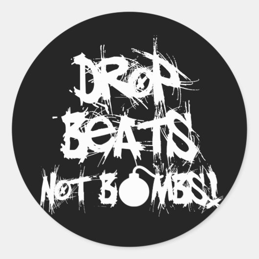Drop Beats statt Bomben Runder Aufkleber (Vorderseite)