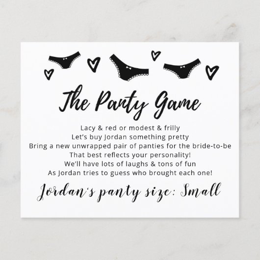 Drop Ihre Hoties Template CARD Bridal Spiel (Vorderseite)