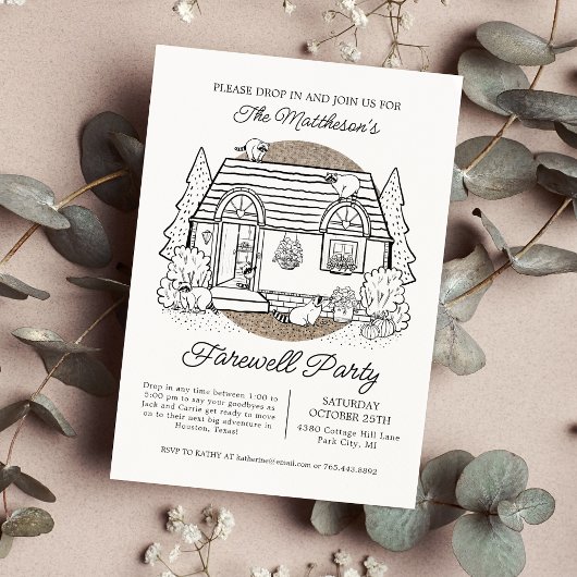 Drop in Funny Raccoon House Farewell Party Einladung