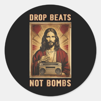 Drop schlägt nicht Bomben Anti-Krieg Jesus Christu Runder Aufkleber