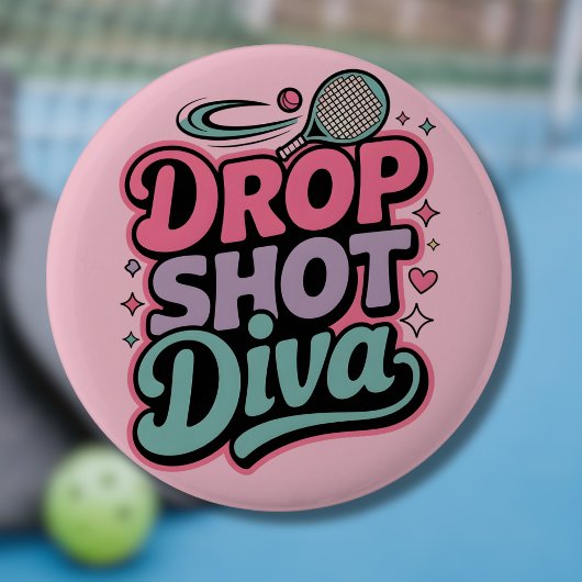 Drop Shot Diva – Wilde Pickleball-Spielerin Button