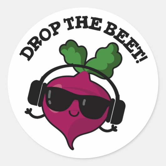 Drop the Beet Funny Music Veggie Pun Runder Aufkleber (Vorderseite)
