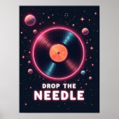 Drop the Needle – Retro Vinyl in Space Poster (Vorne)