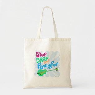 Drop und Powerpop Fun Retro Music Slogan stoppen Tragetasche